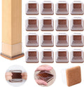 Ezprotekt 24 Pcs Clear Square Chair Leg Floor Protectors with Felt, Silicone Felt Furniture Pads