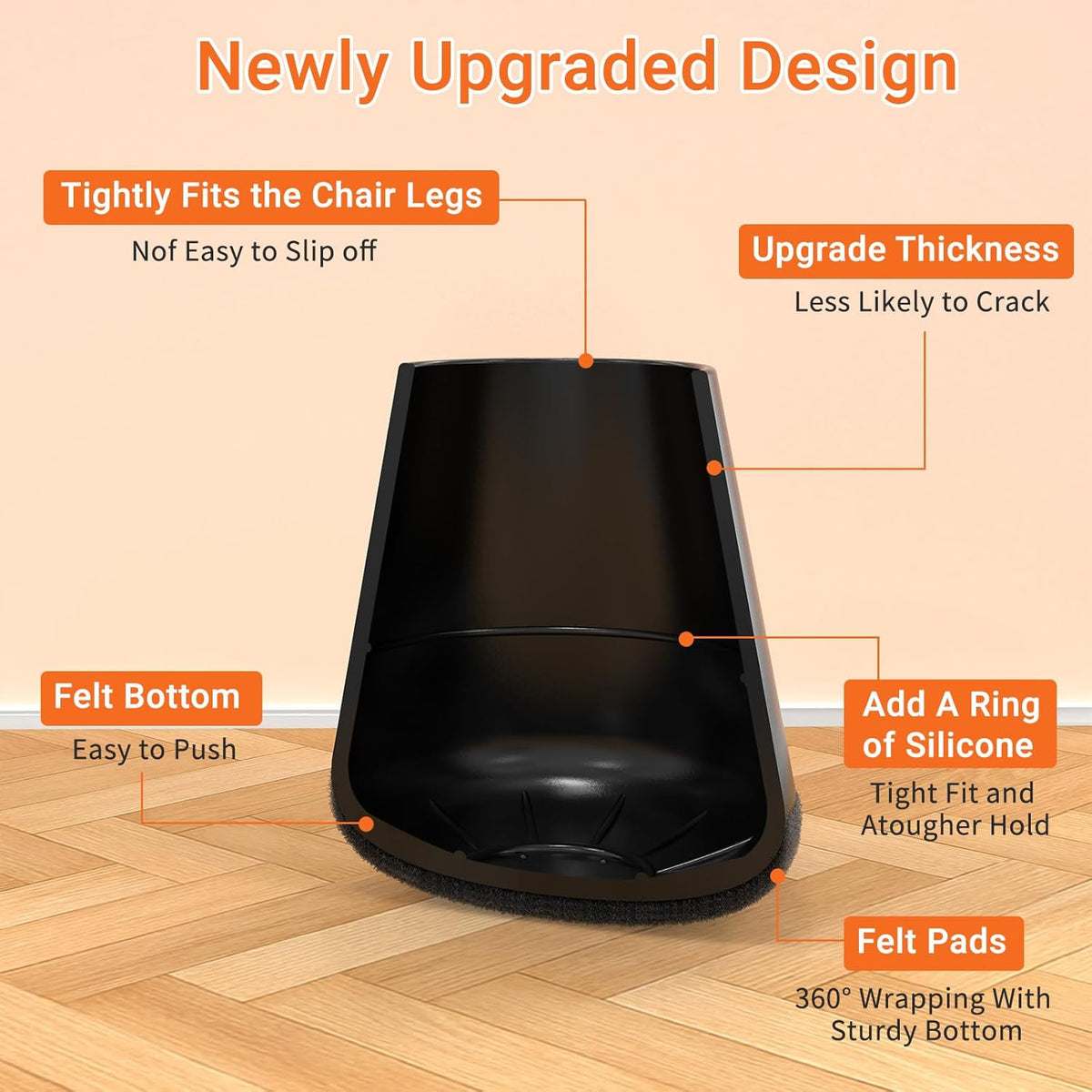 Chair Leg Floor Protectors Large 24Pcs,Silicone Chair Leg Protectors for Hardwood
