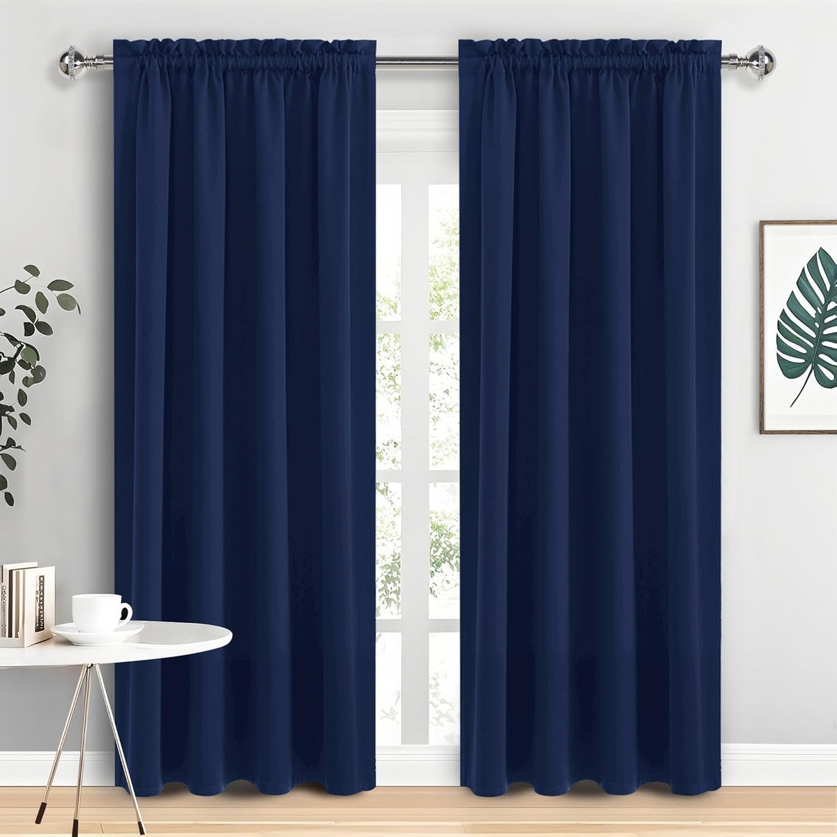 DWCN Navy Blue Blackout Curtains for Living Room 84 Inch Length 2 Panels Set Window Drapes Thermal