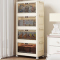 4 Tier - 34QT Storage Bins with Lids, Collapsible Storage Bins with Doors and Wheels, Plastic