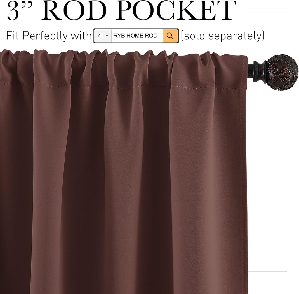 RYB HOME Small Curtains Blackout - Privacy Energy Efficiency Mini Curtains for Kids Bedroom RV