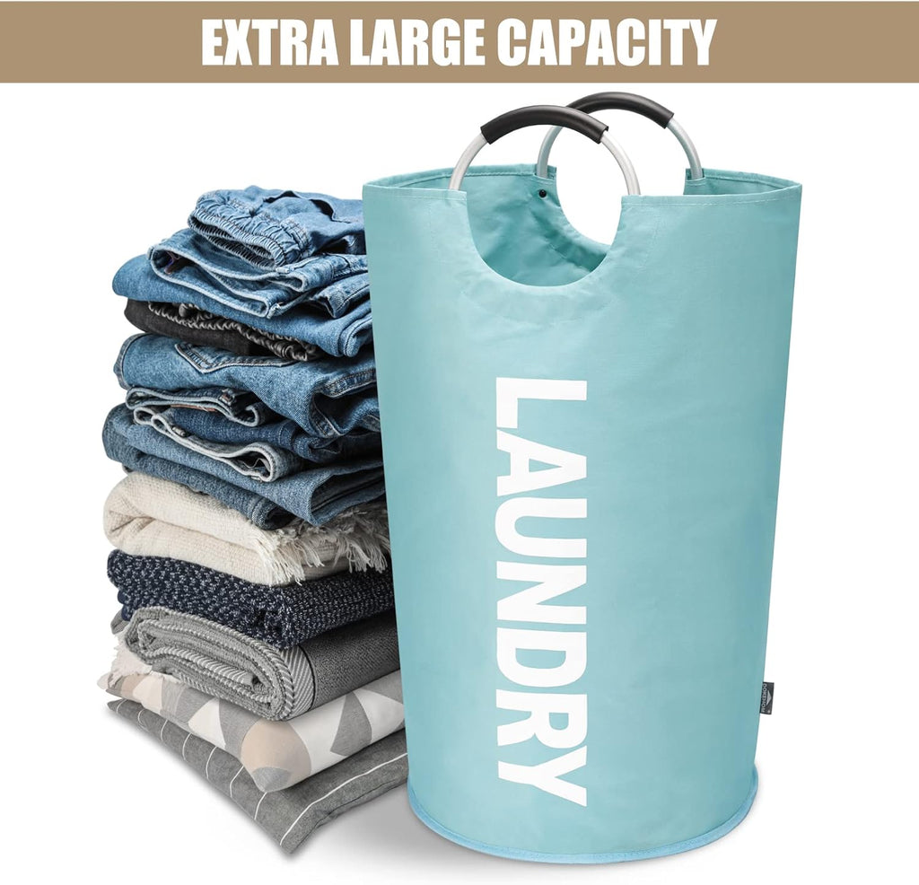 DOKEHOM 90L Large Laundry Basket, Collapsible Laundry Bag, Freestanding Tall Clothes Hamper