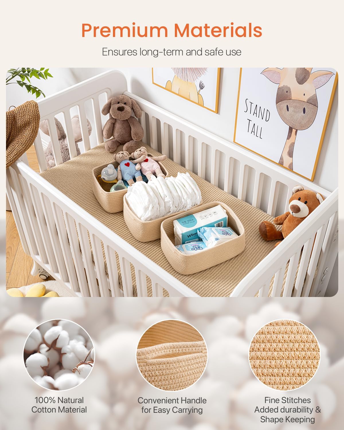 Small Woven Basket, 12 x 8 x 4.5 Inches, Storage Basket for Organizing, Cute Small Rope Shelf