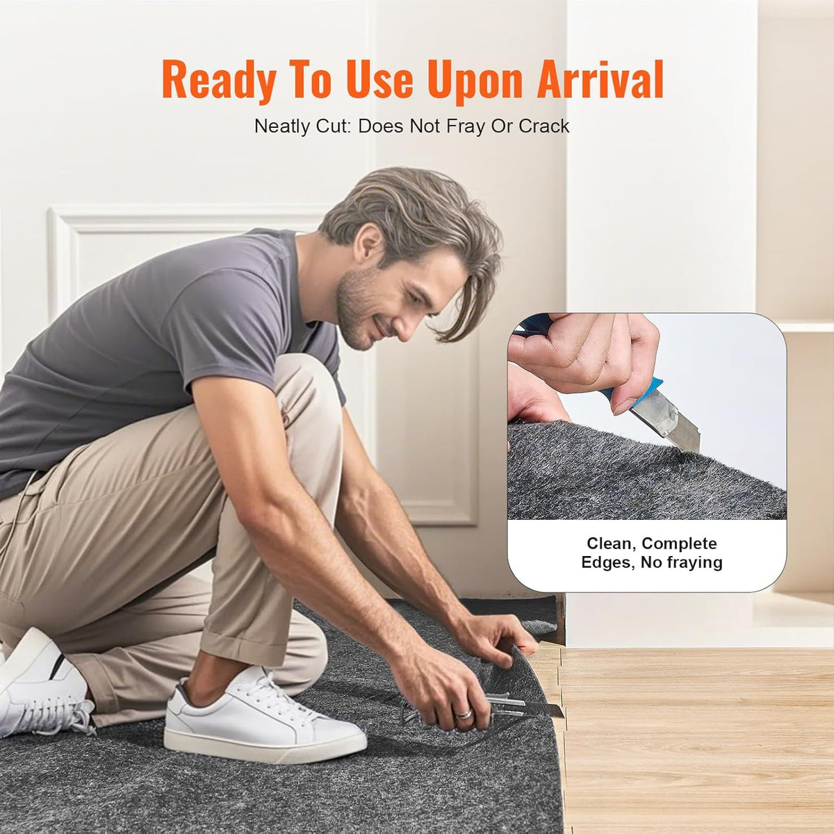 VEVOR Non-Slip Resistant Rug Pad, Protective Cushioning Carpet Pad, 2'x8' (7.875' Actual), 1/4"