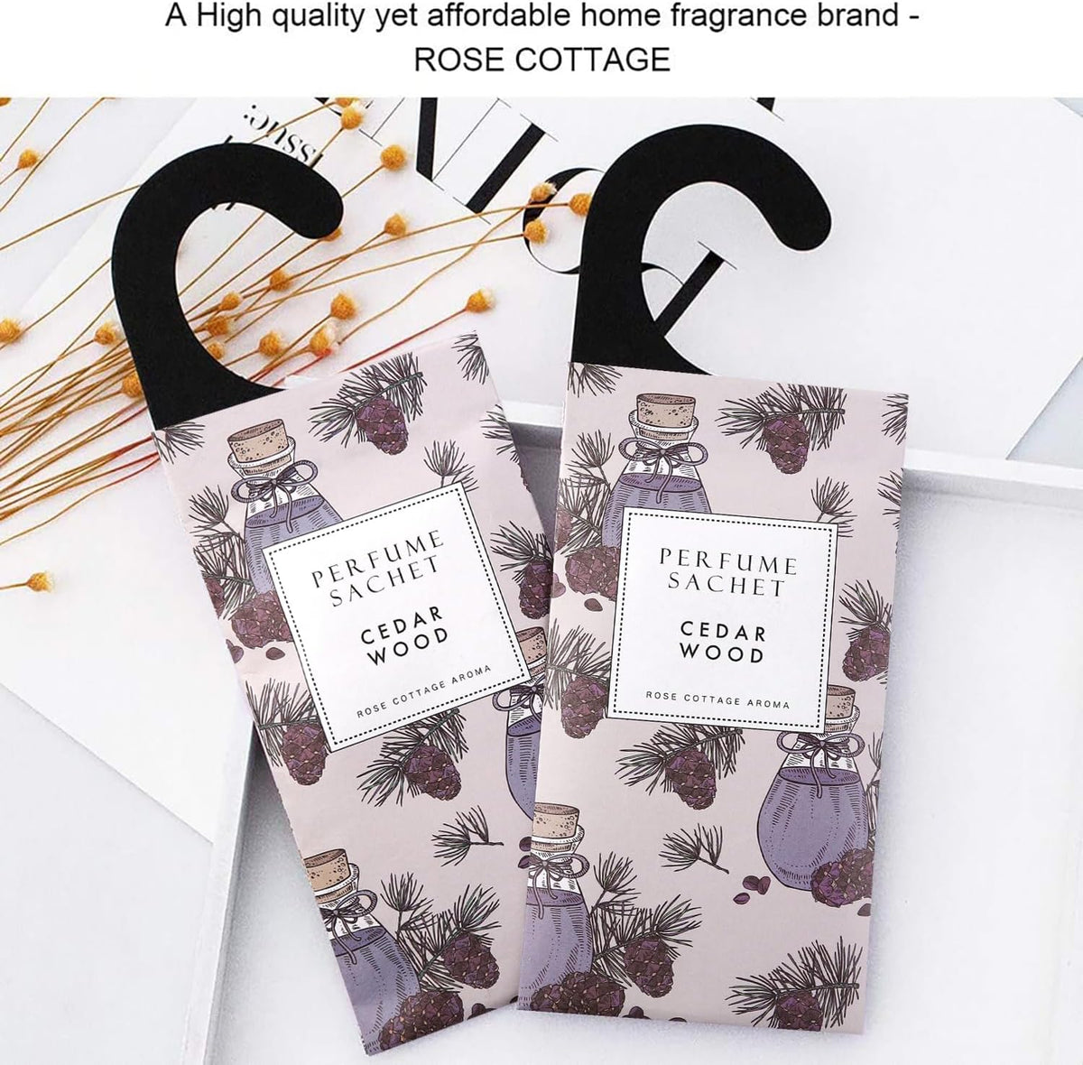 ROSE COTTAGE Large 12 Packs Cedar Wood Hanging Closet Deodorizer Air Freshener Long Lasting Scented