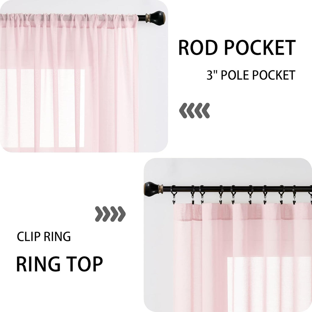 Tollpiz Sheer Door Curtains Closet Linen Textured Curtain Sheers Doorway Light Filtering Voile