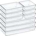 9 Pack Clear Plastic Drawer Organizer Set, Acrylic Non Slip Non Cracking Kitchen Drawer Storage