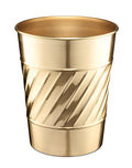 Monarch Abode Brushed Gold Handcrafted Wave Embossed Metal Wastebasket for Home Office, Decorative