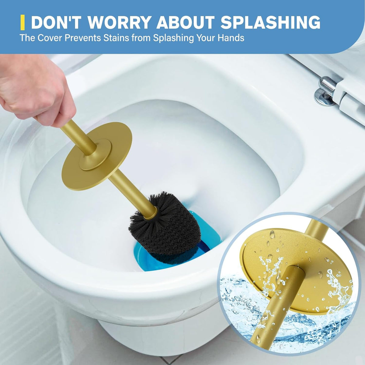 UPTRONIC Toilet Brush, Aluminum Alloy Toilet Brush and Holder Set with Extra Long Handle Durable