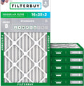 Filterbuy 16x25x2 Air Filter MERV 8 (MPR 700) Dust Defense Replacement (6-Pack), Electrostatic