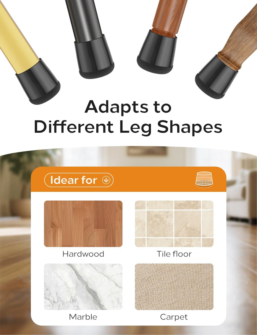 24-Pack Silicone Chair Leg Floor Protectors for Hardwood Floors -Felt Furniture Pads, Rubber Chair