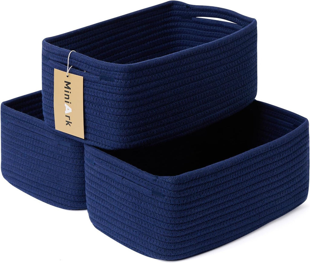 Small Storage Baskets for Organizing | Closet Organizer Bins | Shelf Toy Basket | Woven Rope