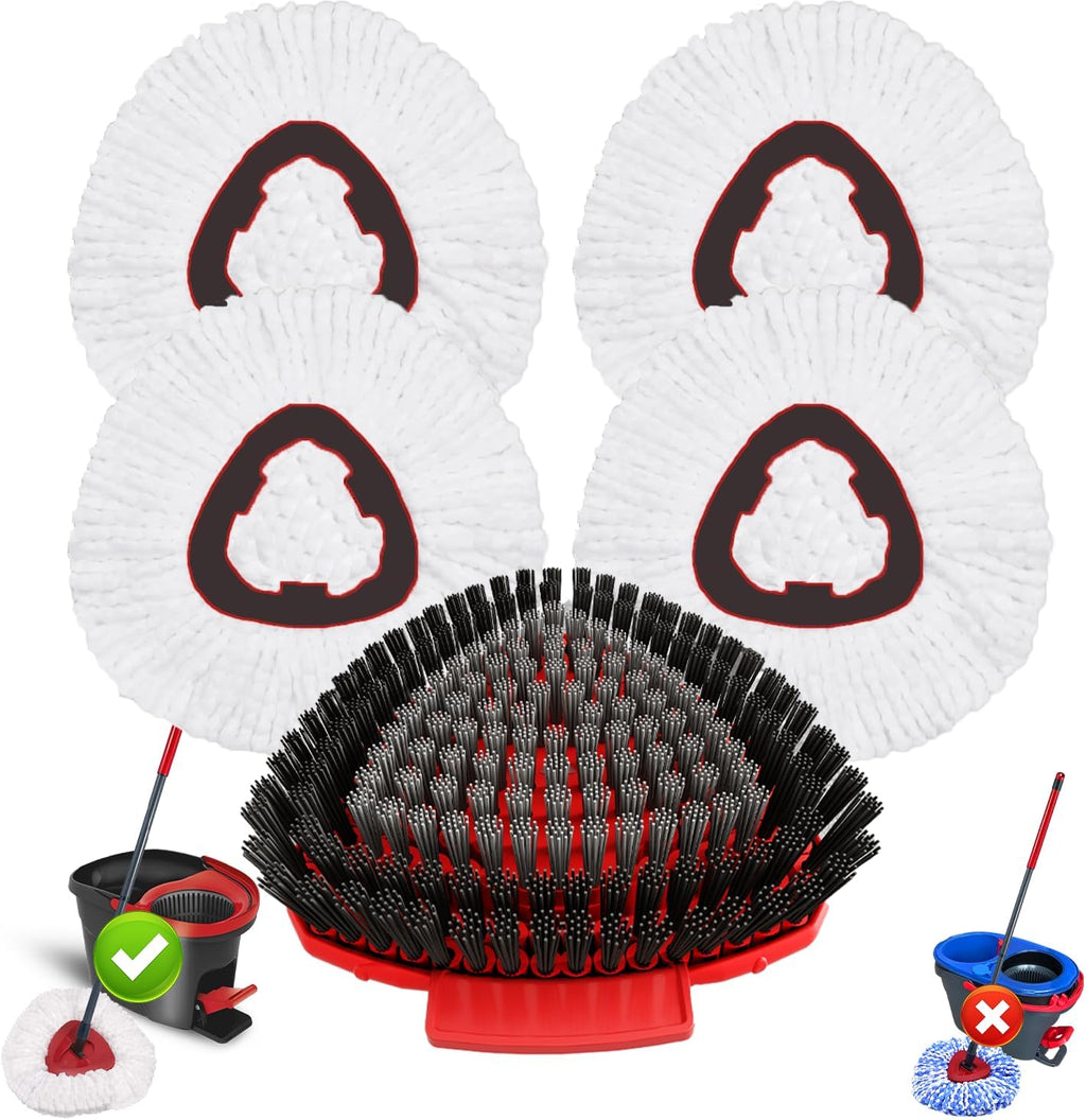 5 Pack Spin Mop Head Replacement for O Cedar EasyWring 1-Tank System,Include 4 Mop Replace Heads +