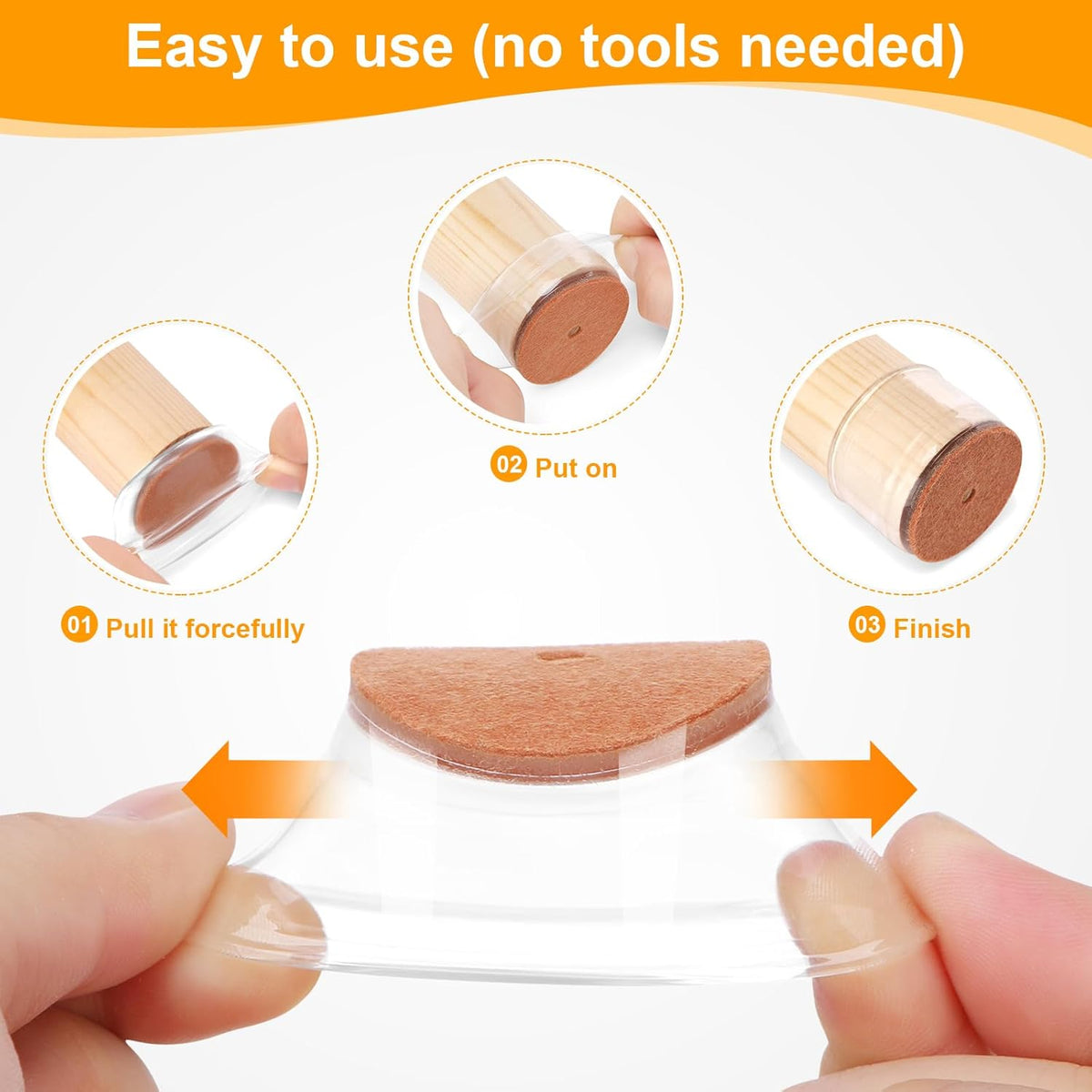CHUNZEXI 24 Pack Chair Leg Floor Protectors for Hardwood Floors, Silicone Felt Covers Pads Caps