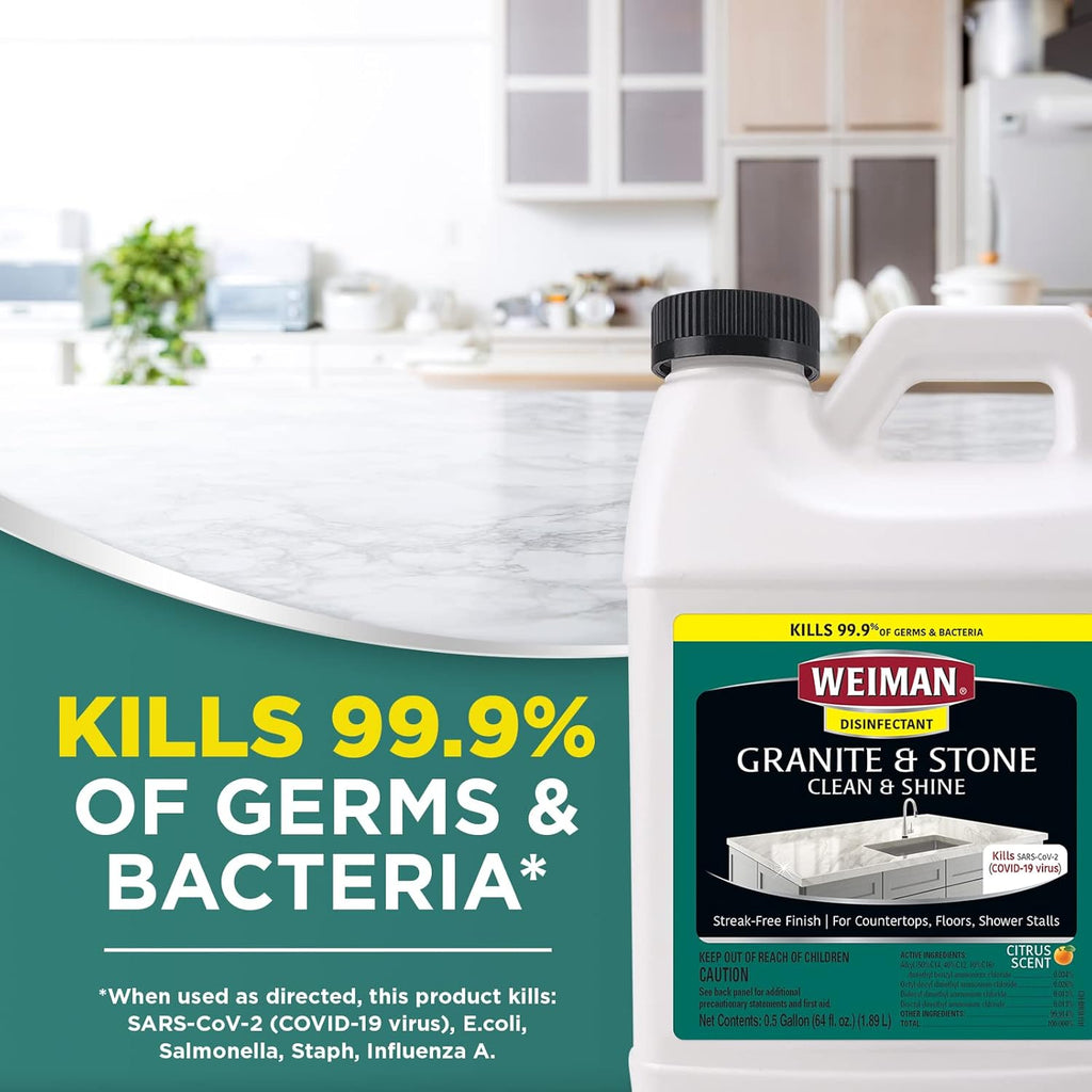 Weiman Disinfecting Granite Daily Clean & Shine Refill, 64 Oz - Safely Clean Disinfect and Shine
