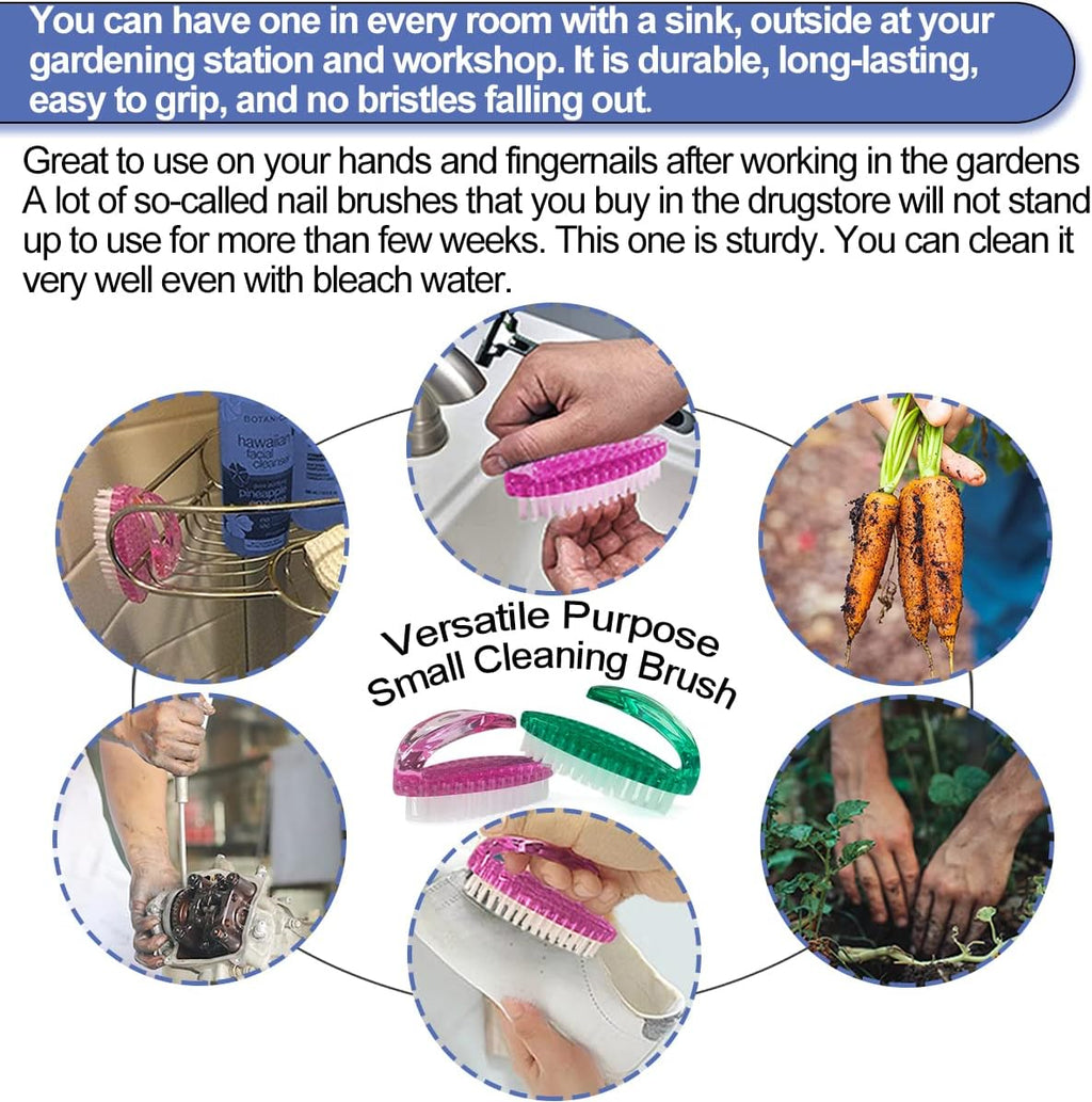 Handle Grip Nail Brush for Cleaning Fingernails Hands & Under Nails, Stiff Bristle Mechanic Scrub