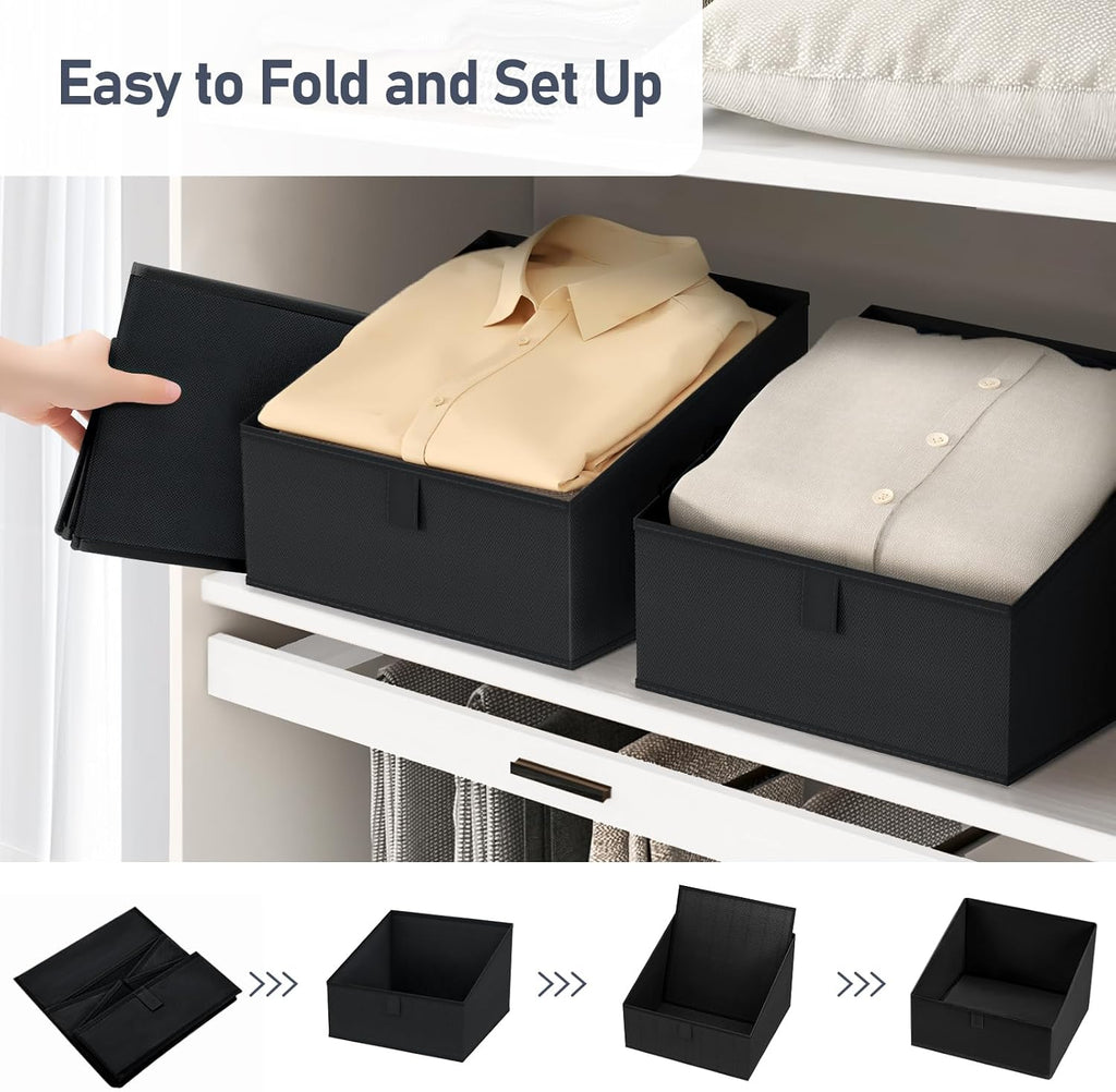 DIMJ Closet Storage Bins 8 Pack - Fabric Trapezoid Closet Organizer Bin, Foldable Storage Baskets