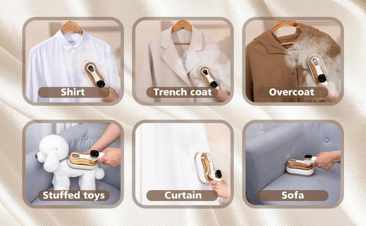 Garment Steamer for Clothes, 2-in-1 Portable Handheld Wrinkle Remover & Steam Iron, 1200W Fast
