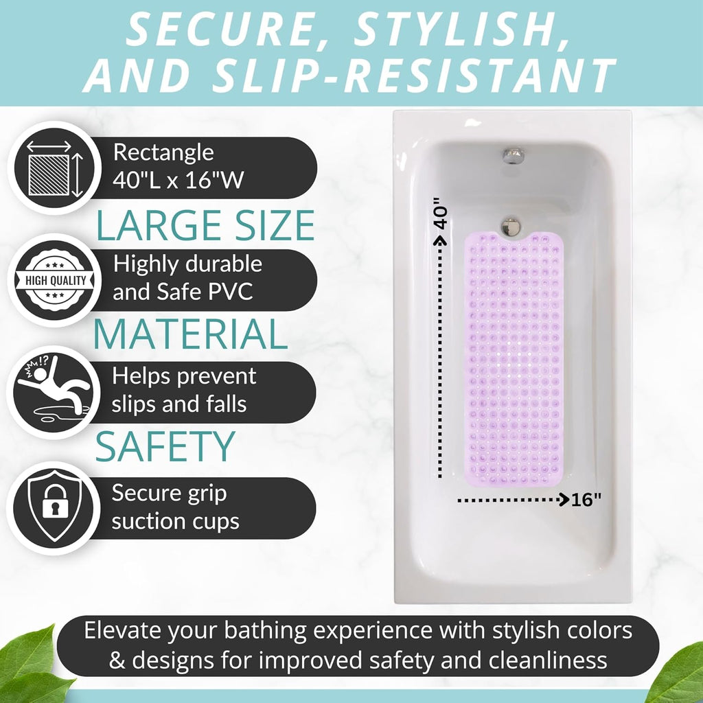 ENKOSI Bath Mat - Large Non Slip Bathtub & Shower Mat - Extra Long 40 x 16 Inch Bathroom Mats for