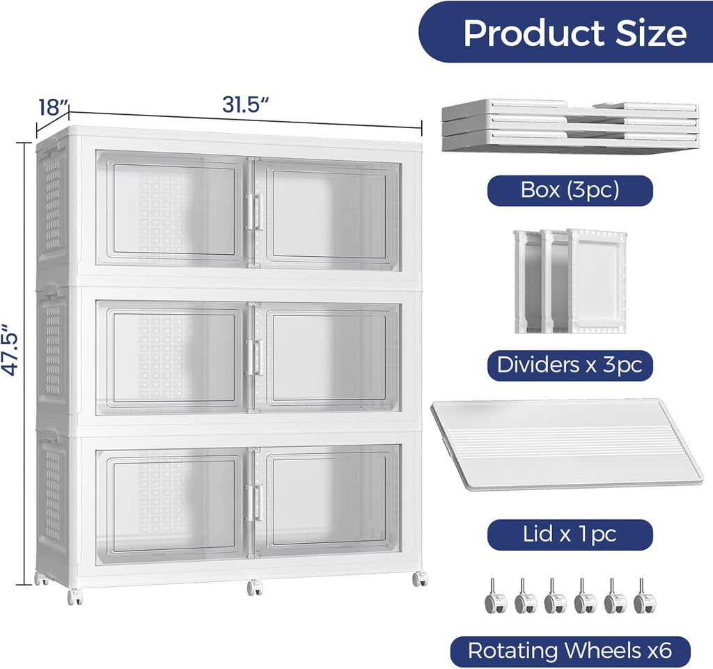 150GAL Extra Large Storage Bins with Lid, 600Qt Stackable Closet Organizers and Drawers