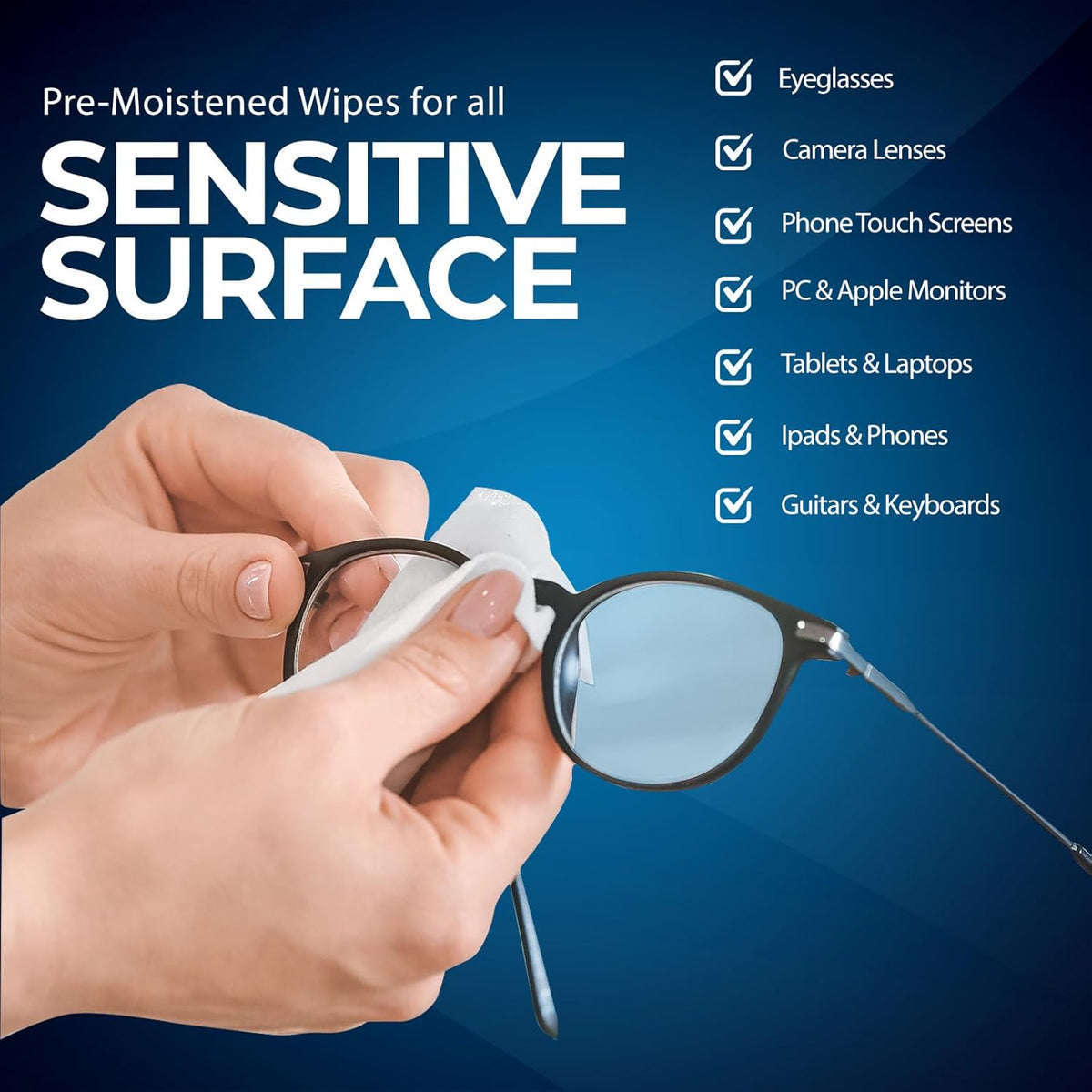 MED PRIDE Anti-Fog Lens and Screen Cleaning Wipes for Eyeglasses, Touch Screens, Premoistened
