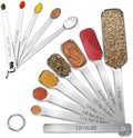 Stainless Steel Measuring Spoons Set of 13, Includes 7 Rectangular Measuring Spoons, 1 Leveler & 5