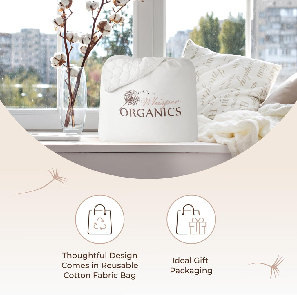 100% Cotton Organic Mattress Pad - Breathable, Cooling, Not Waterproof Mattress Protector Twin Size