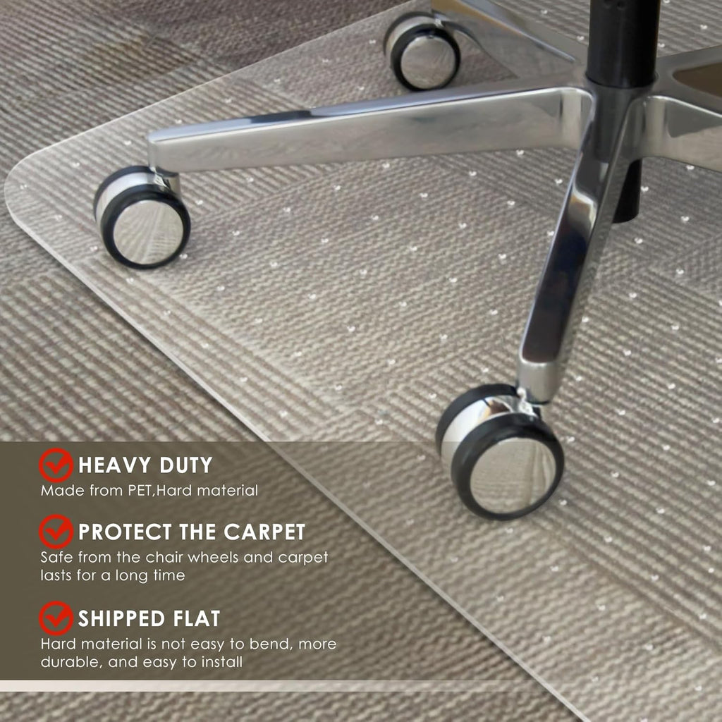 Azadx Heavy Duty Office Chair Mat for Carpet 32" x 48" Hard Material Chair Mat for Carpeted Floor