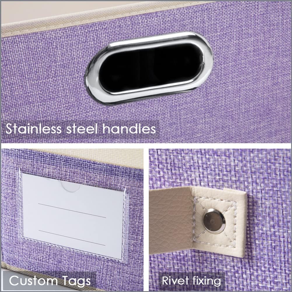 PRANDOM Collapsible Storage Bin with Lid [3-Pack] Fabric Foldable Storage Box Organizer Container