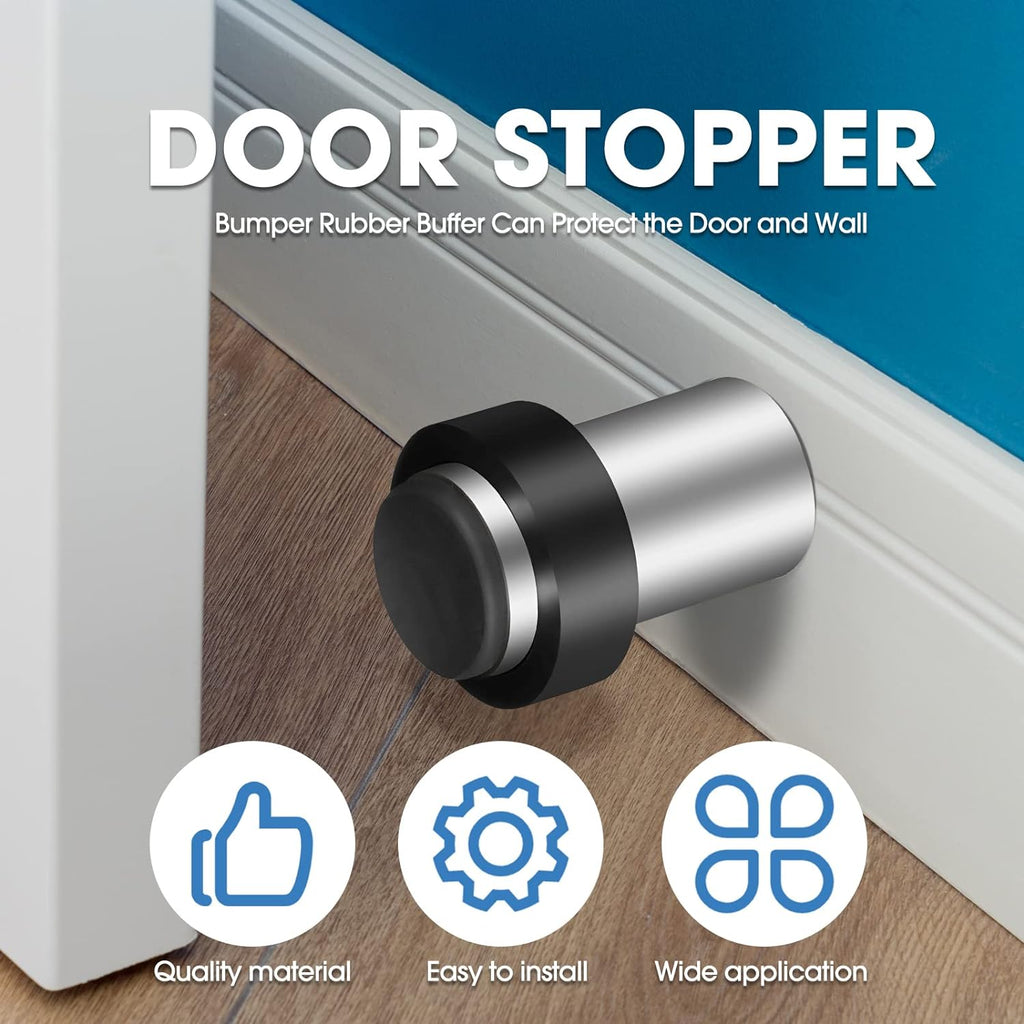 Chumia 10 Pcs Door Stopper Mounted Floor Stops Stainless Steel Cylindrical Stopper Modern