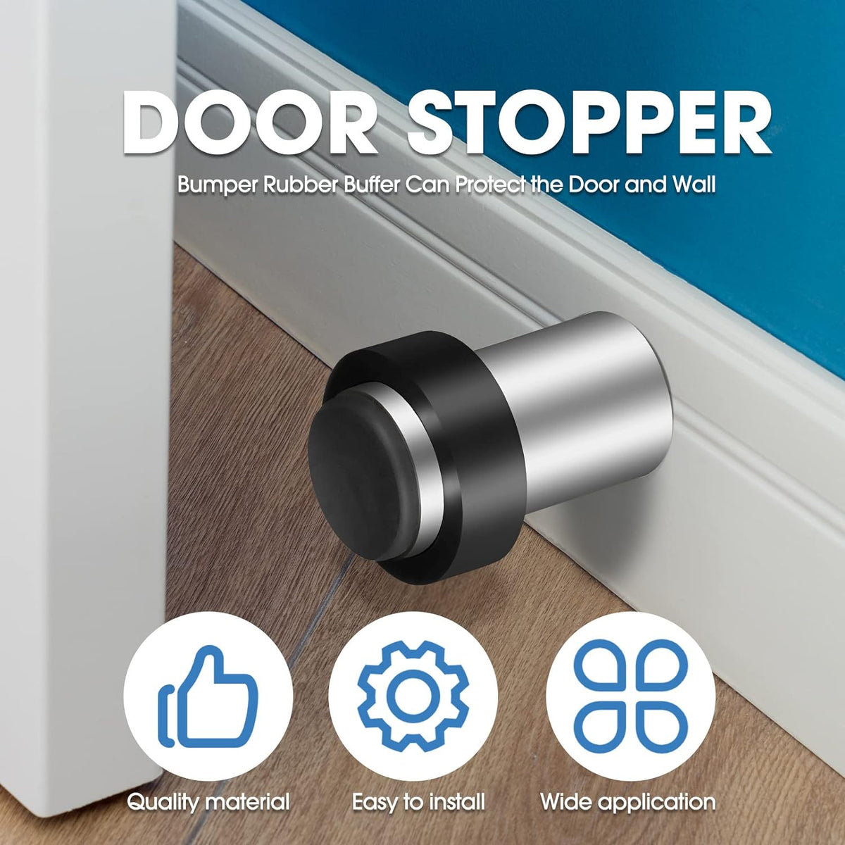 Chumia 10 Pcs Door Stopper Mounted Floor Stops Stainless Steel Cylindrical Stopper Modern