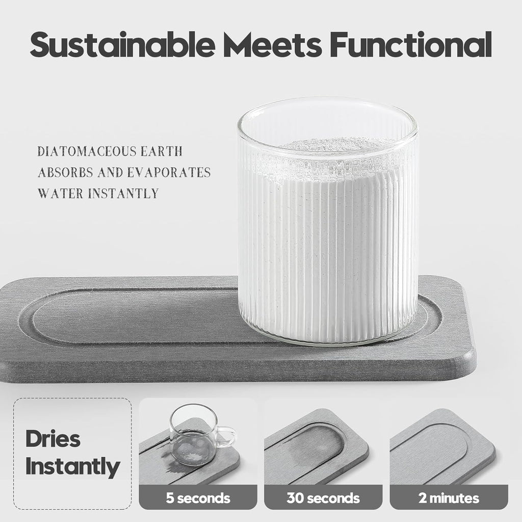 2Pack Diatomite Stone Water Absorbing Sink Tray for Kitchen & Bathroom Counter, Quick Dry Soap Dish