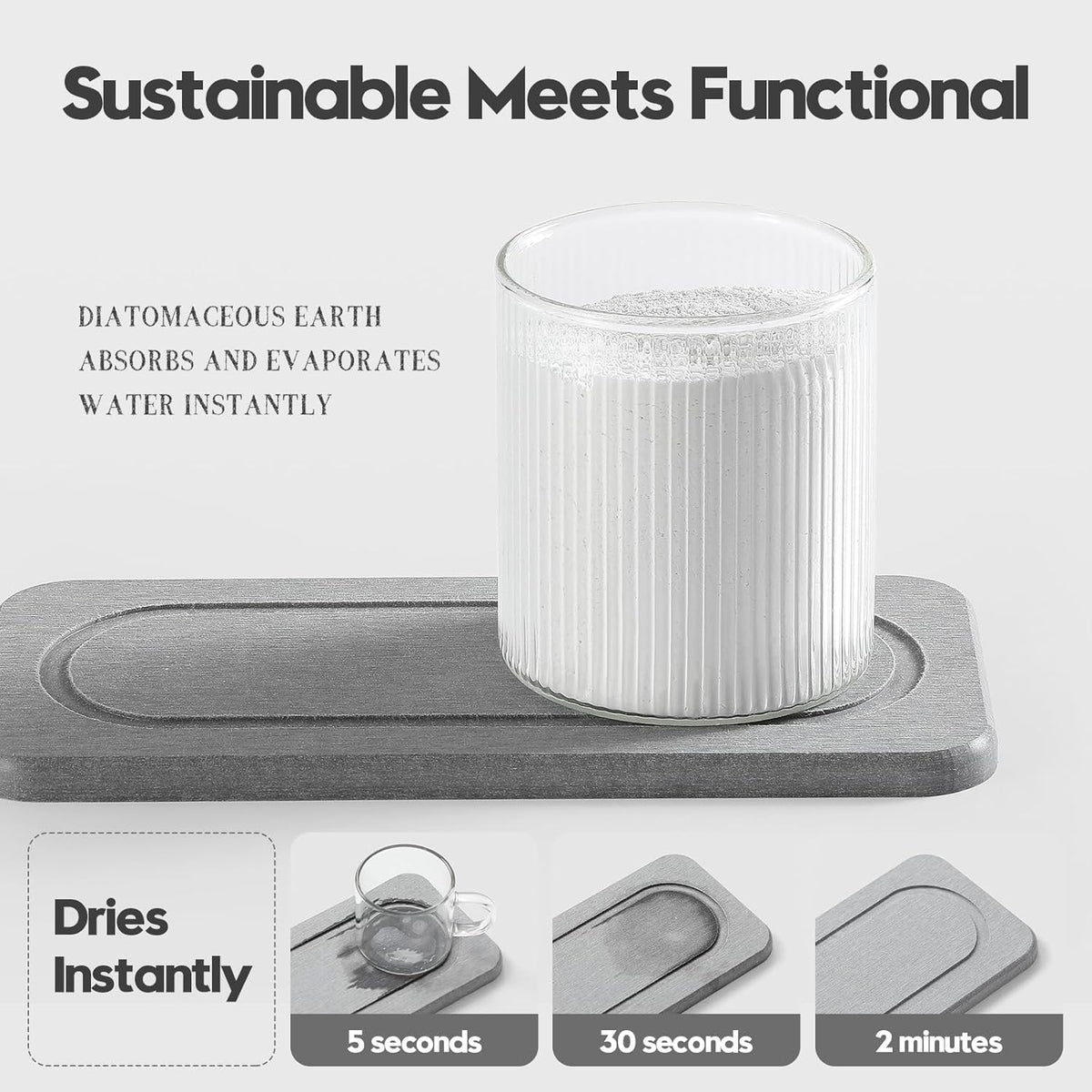 2Pack Diatomite Stone Water Absorbing Sink Tray for Kitchen & Bathroom Counter, Quick Dry Soap Dish