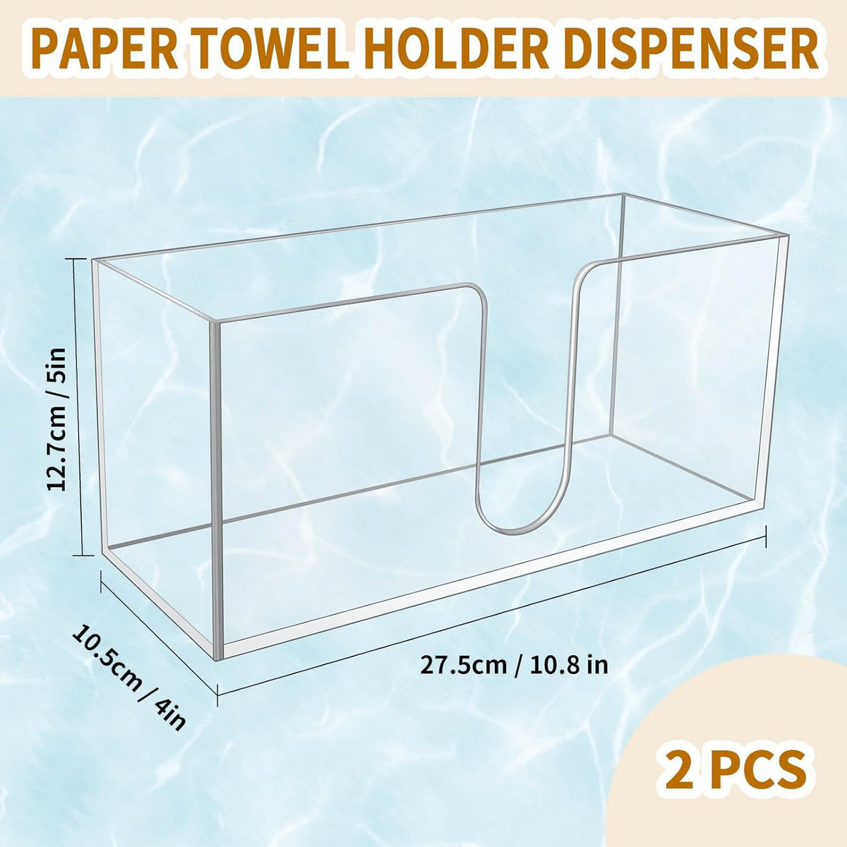 1Pack Acrylic Countertop Paper Towel Holder, Paper Towel Dispenser Countertop/Acrylic Napkin