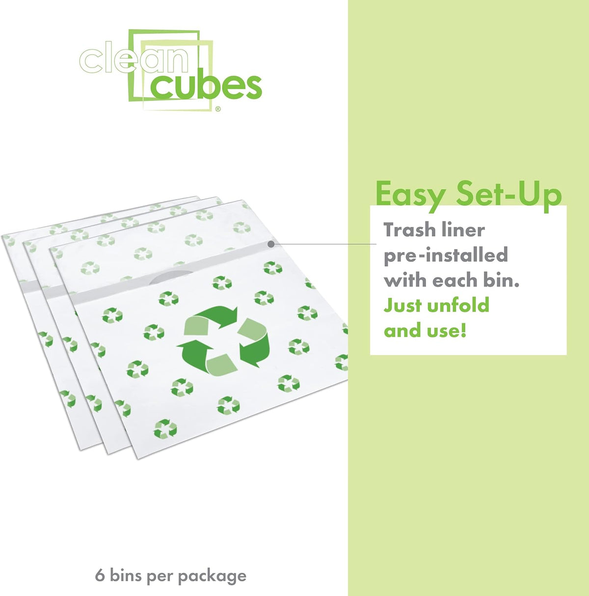 13 Gallon Disposable Pop-Up Trash Cans (6-Pack) with Fitted Bags – Foldable Garbage & Recycling