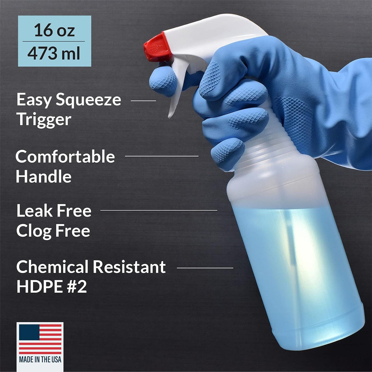 Pinnacle Mercantile Plastic Spray Bottles Leak Proof Technology Empty 16 oz Value Pack of 12 Made