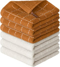 Artoid Mode Checkered Designed Cotton Beige Caramel Terry Kitchen Dish Cloths, 12x12 Inch Soft