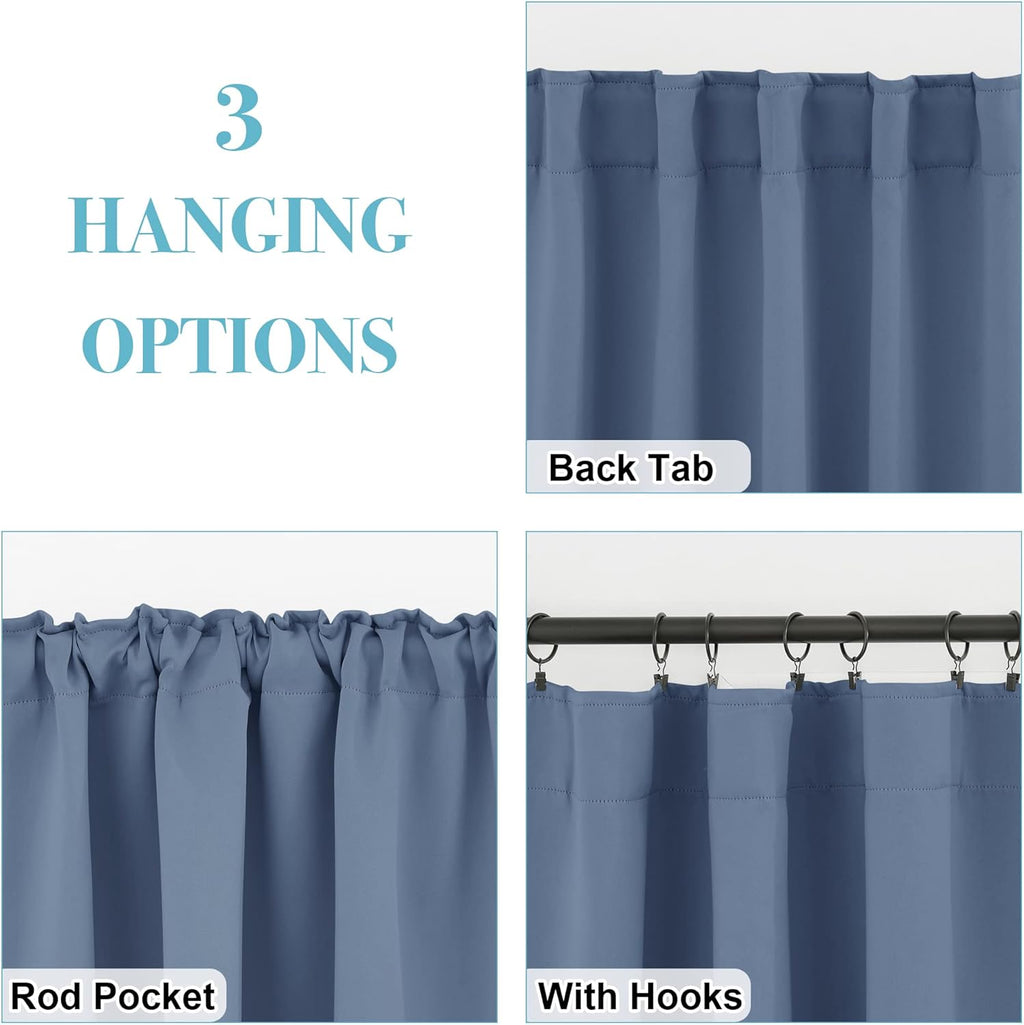 RYB HOME Blackout Curtains for Bathroom, Room Darkening Small Window Decor Energy Efficient Privacy