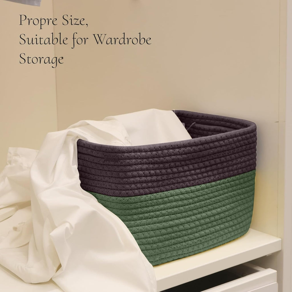 Hopegiver Woven Storage Baskets 11x8x7 Inch, 3 Pack Collapsible Cube Storage Bin for Shelves