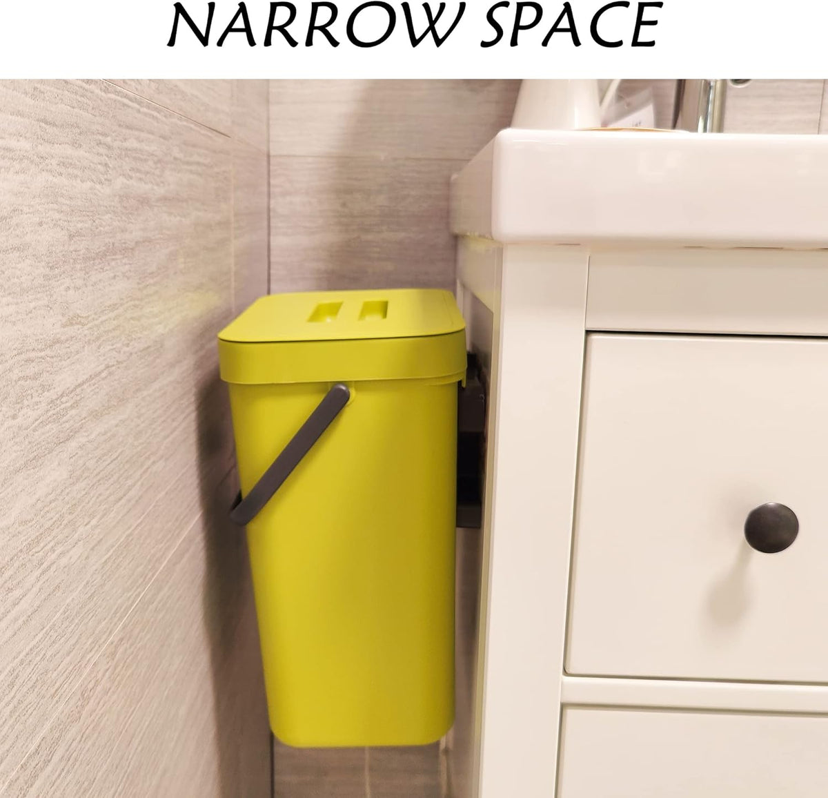 stonespace Small Trash Can with Lid，Mountable Indoor Compost Bucket, Hanging Trash Can with Lid for
