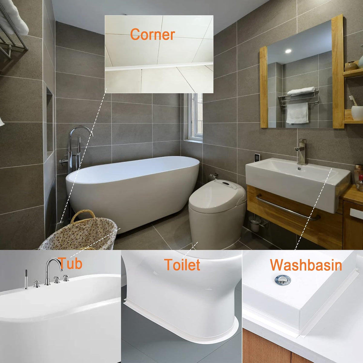 White Caulk Tape for Bath & Kitchen,Caulking Tape for Bathroom Caulking White Self Adhesive Caulk