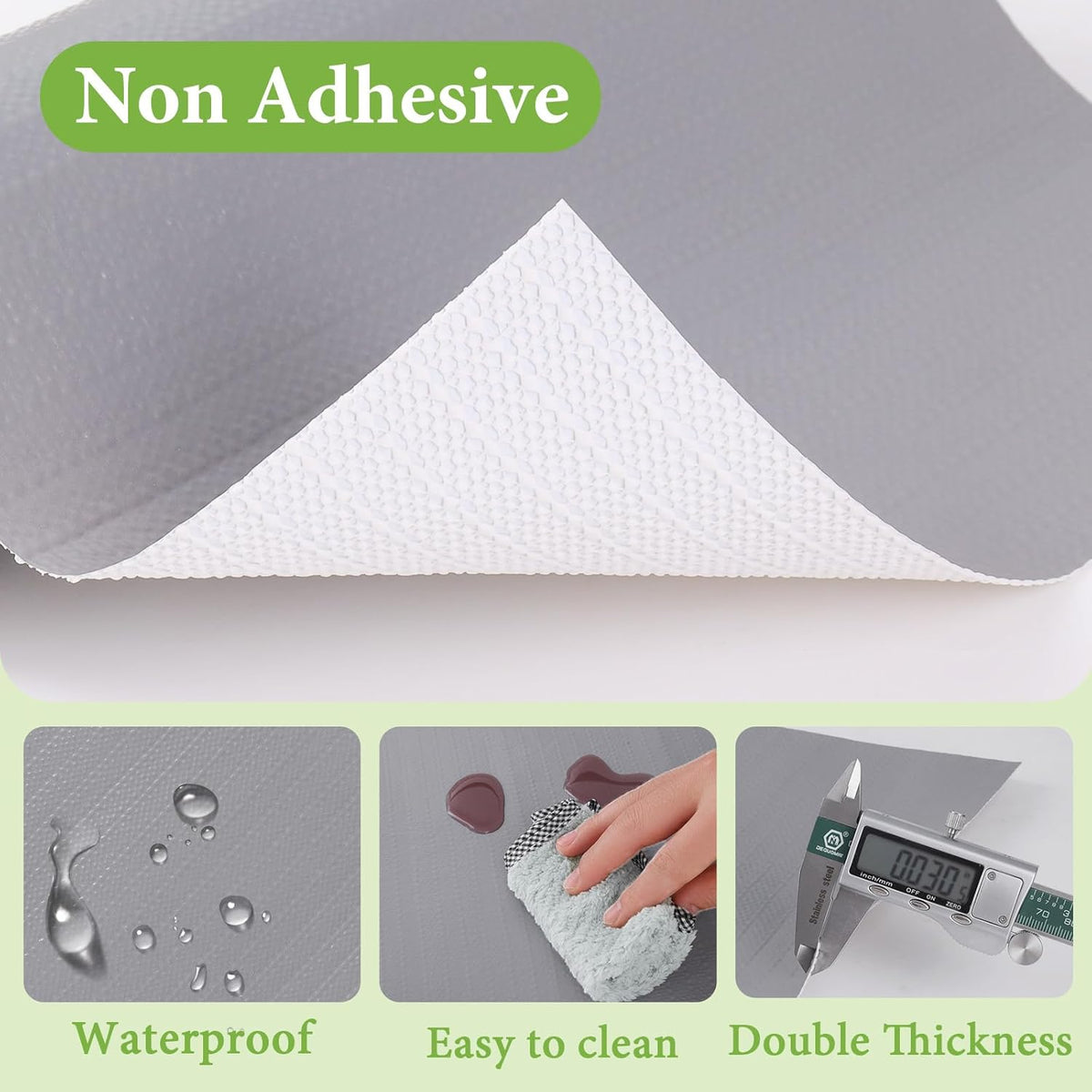Shelf Liners for Kitchen Cabinets 12in x 30FT Non Adhesive Drawer Liner Grey Thickened Shelf Liner