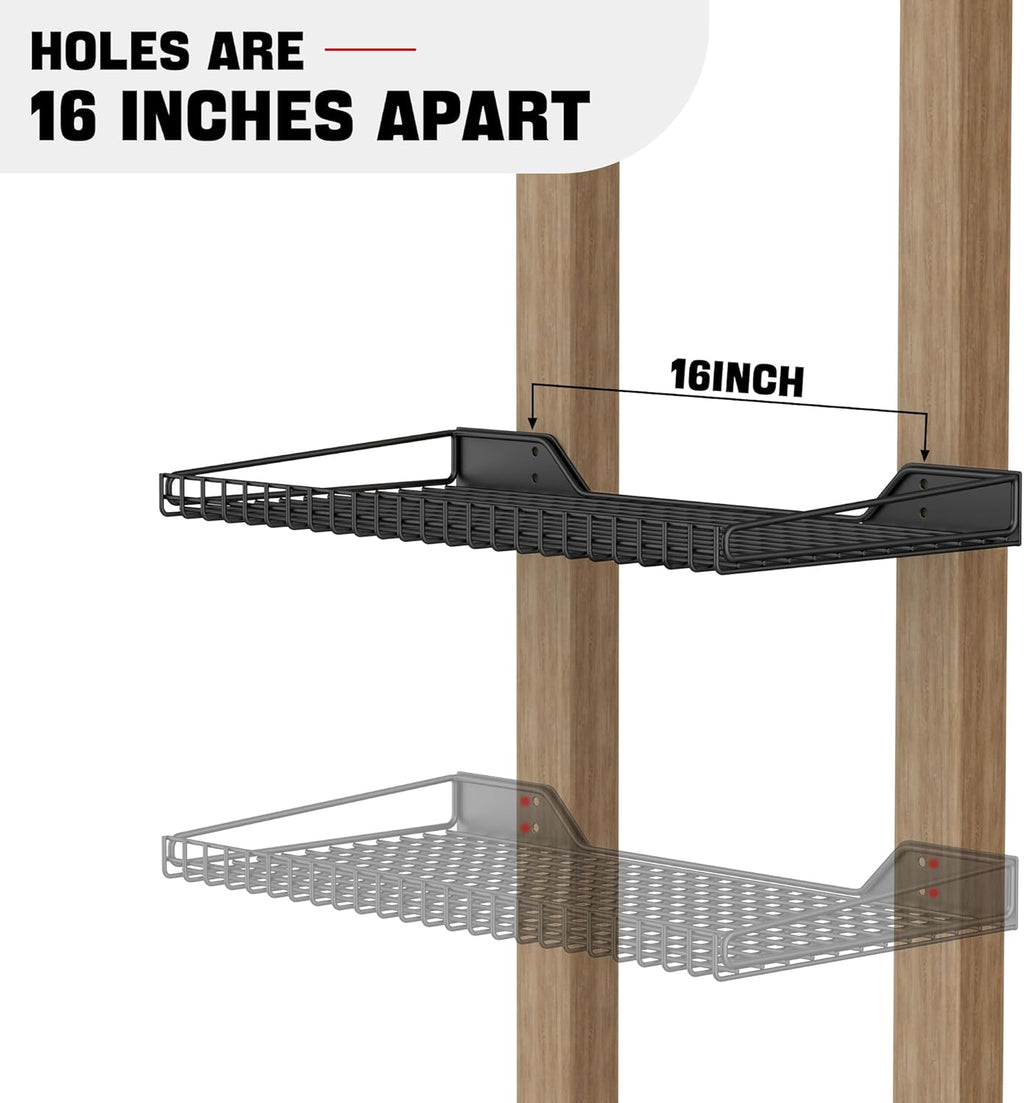 Ultrawall Wall Mounted Storage Shelf for Garage, 4 Pack Metal Shelf Rack, Heavy-Duty Wall Organizer