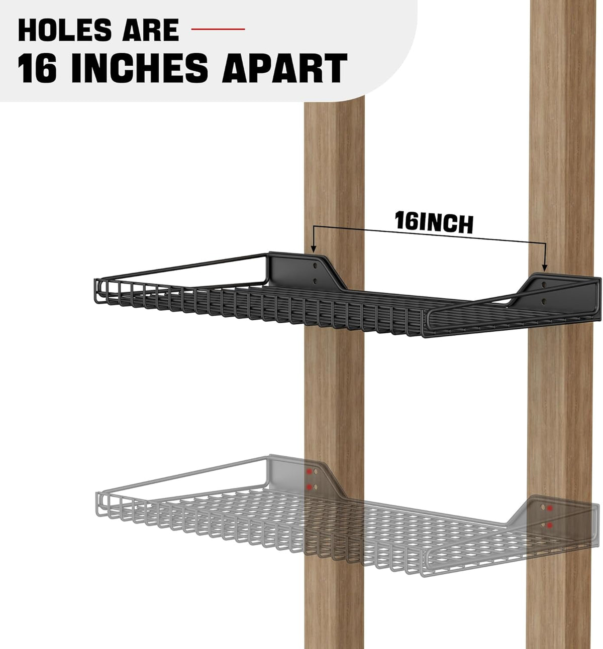 Ultrawall Wall Mounted Storage Shelf for Garage, 4 Pack Metal Shelf Rack, Heavy-Duty Wall Organizer