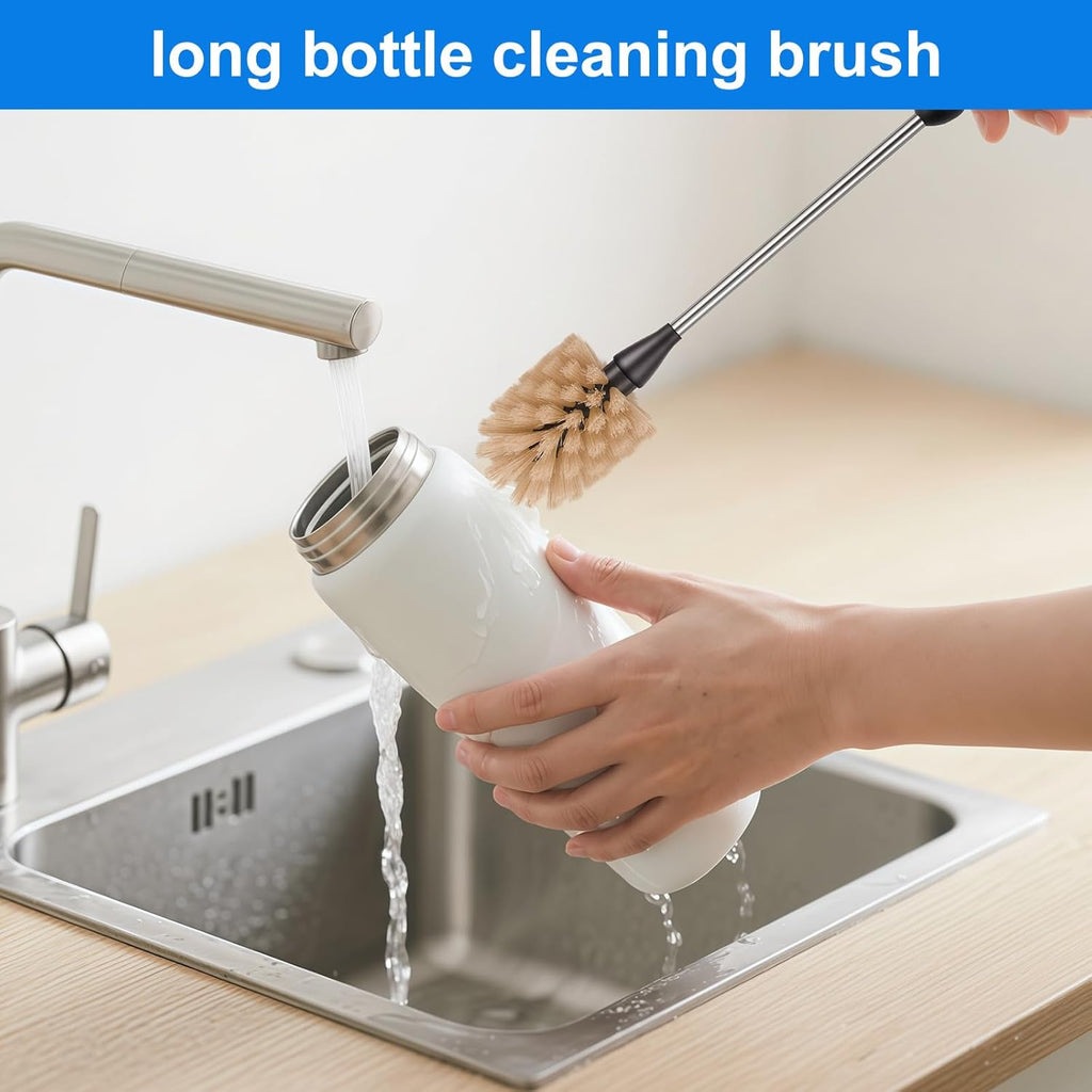 2 Pack Water Bottle Brush, 15-inch Long Handle Cleaning Brush, Kitchen Scrubber, Bottle Brush