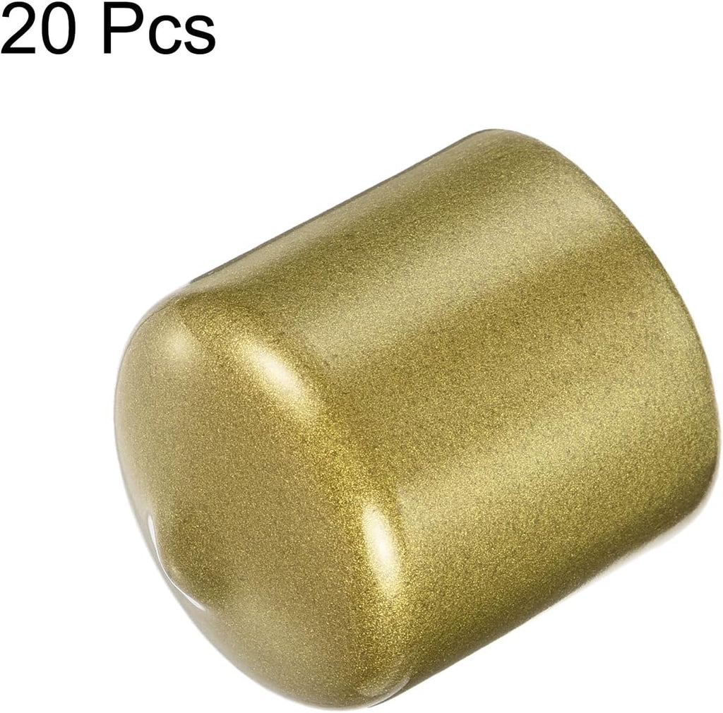 uxcell 20pcs Rubber End Caps 1 1/8"(28mm) ID Vinyl Round Tube Bolt Cap Cover Thread Protectors Gold