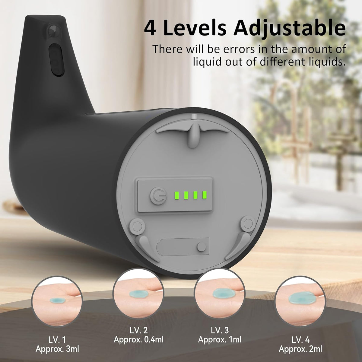 Convenient Automatic Soap Dispenser,4 Adjustable Levels Touchless Hand Sanitizer Pump with Infrared