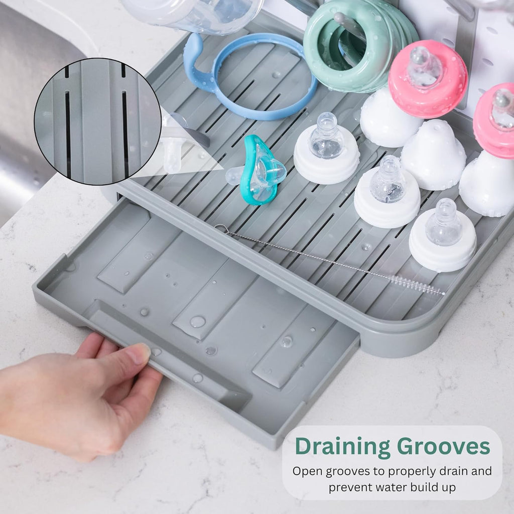 Baby Bottle Drying Rack – Large Vertical Bottle Dryer for 15 Bottles, Space-Saving Countertop Rack
