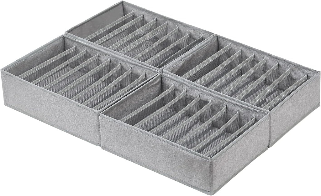 Qozary 4 Pack Drawer Organizers for Clothing, 8 Grids Foldable Closet Organizers and Storage Bins