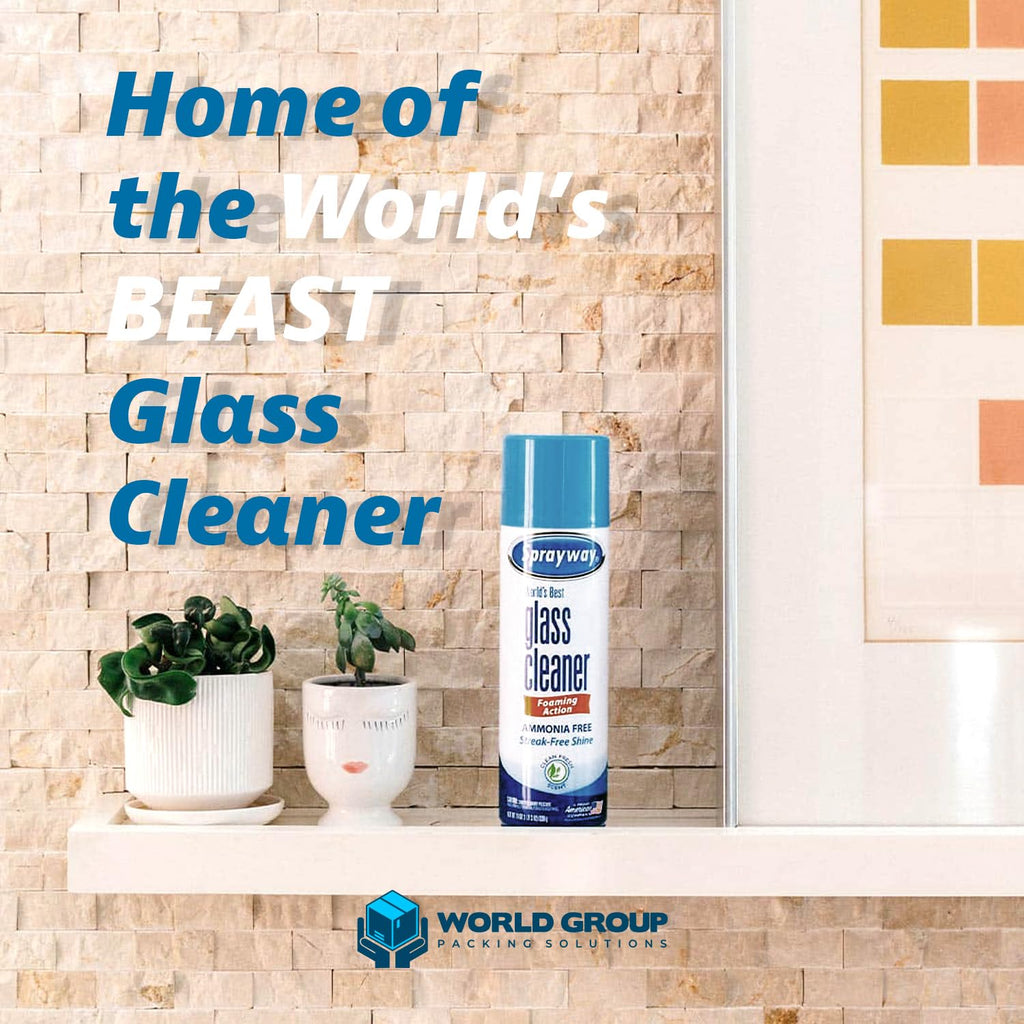 World Group Packing Solutions Glass Cleaner Foam, Foaming Action & Spray, 19oz - 2 Pack - Clean